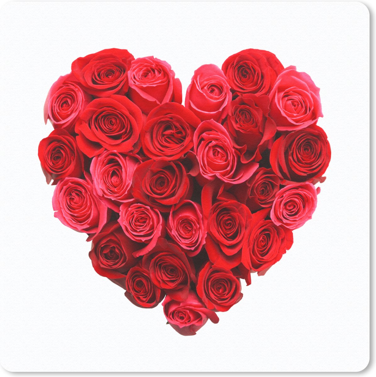 Muismat 20x20 cm - Mousepad Rozen - Rood - Hart - Muismatten