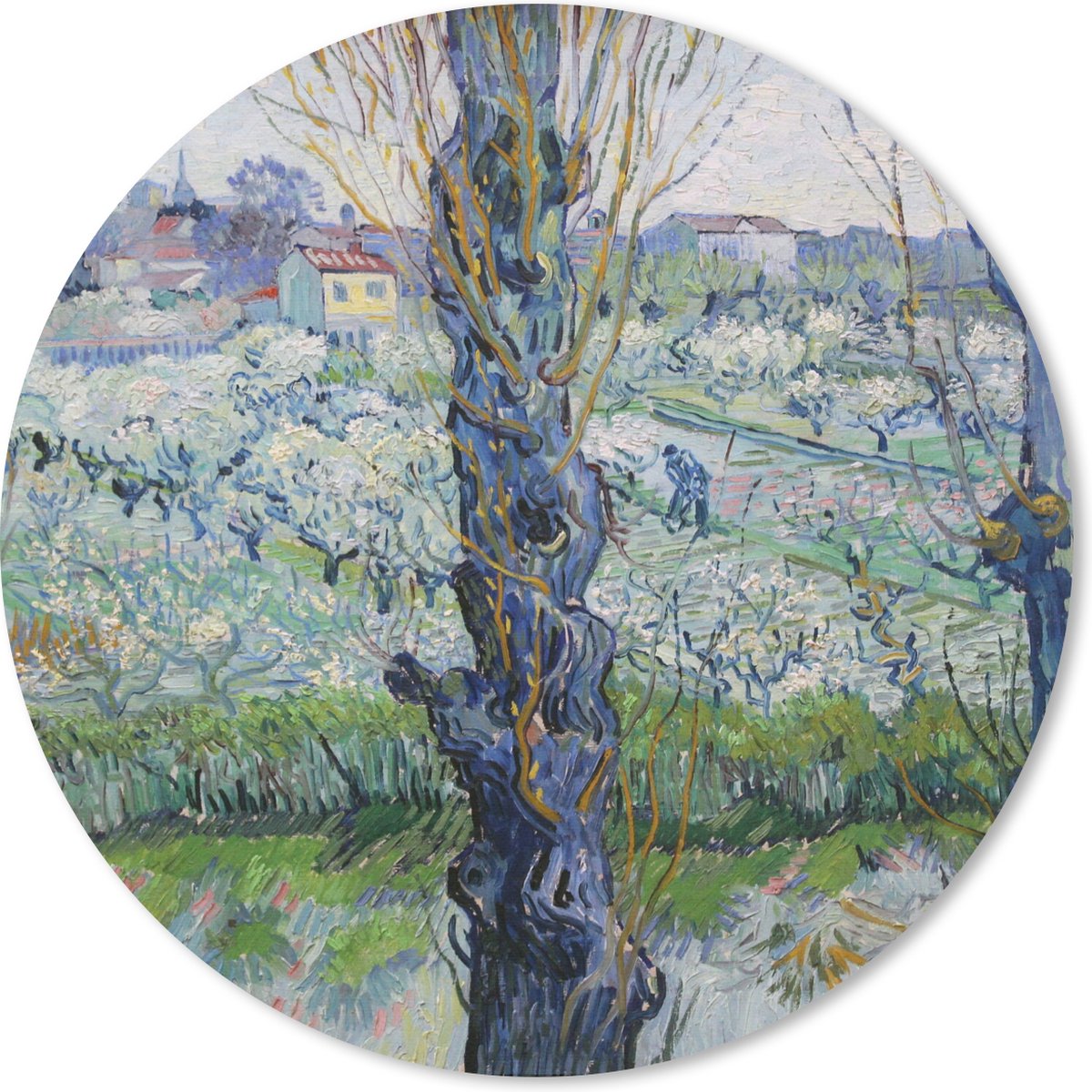 Muismat rond 20x20 cm - Mousepad Zicht op Arles - Vincent van Gogh - Ronde muismatten