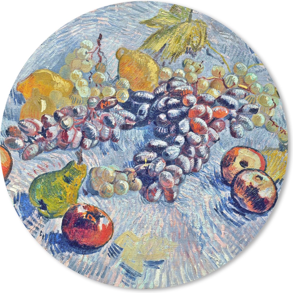 Muismat rond 40x40 cm - Mousepad Druiven, citroenen, peren en appels - Vincent van Gogh - Ronde muismatten