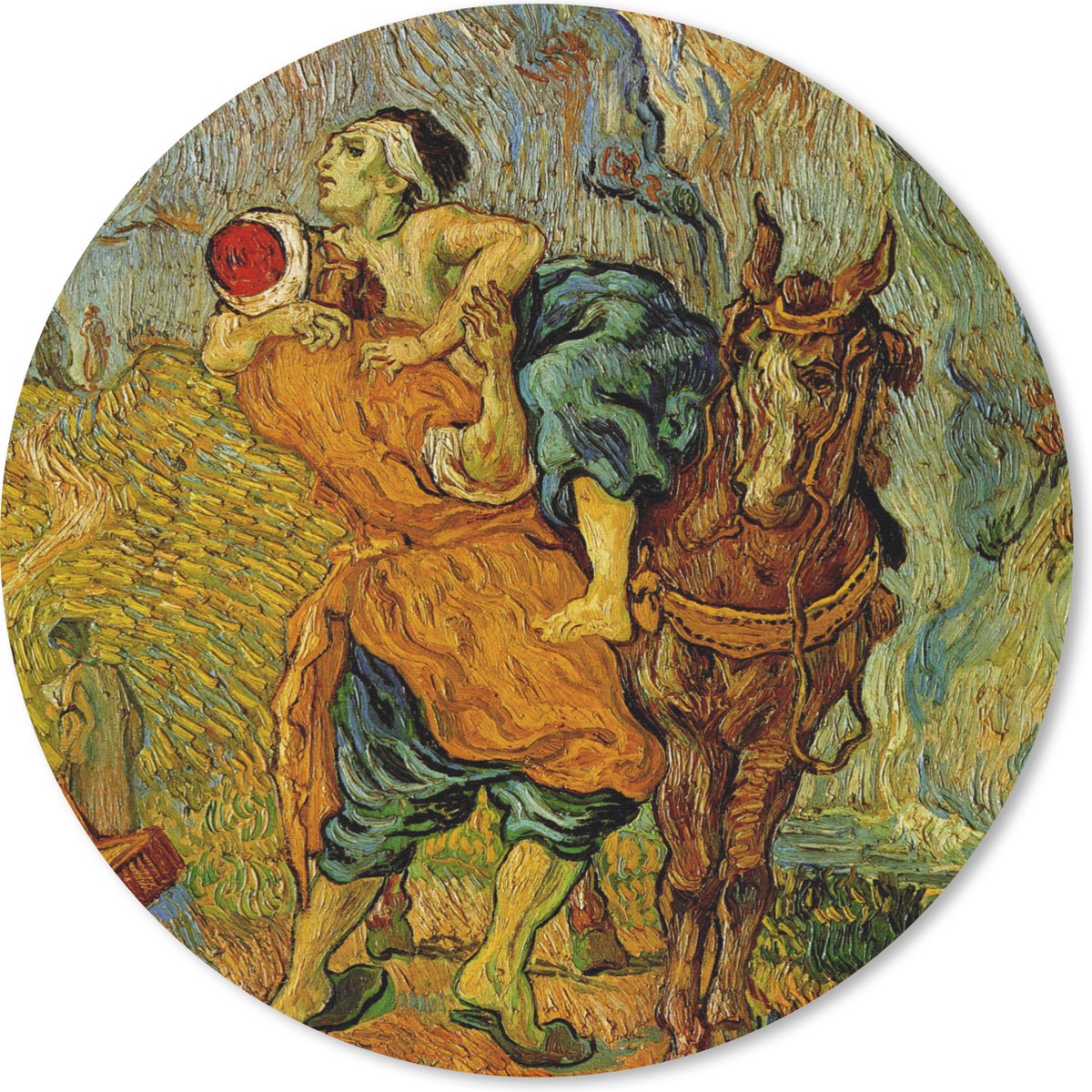 Muismat rond 40x40 cm - Mousepad De barmhartige Samaritaan - Vincent van Gogh - Ronde muismatten