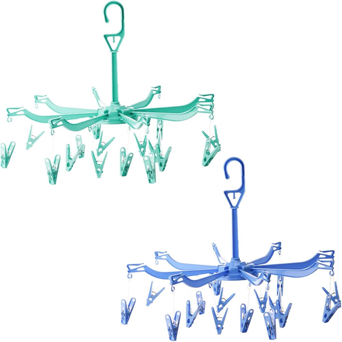 Goedkoopste Dryrek met 16 clips - Opvouwbaar & Draagbaar voor Ondergoed, Sokken en Handdoeken