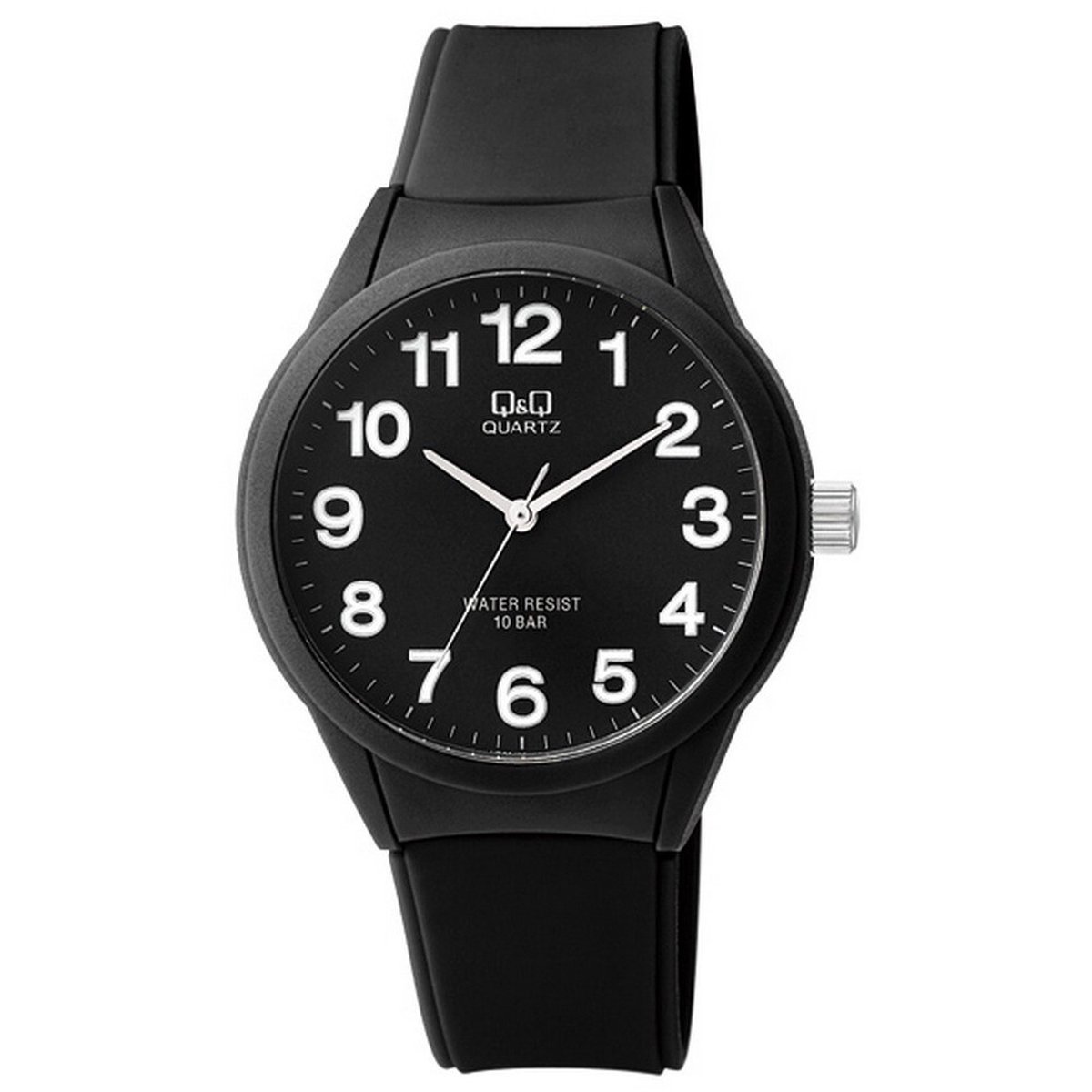QQ VR28J004Y - Horloge - Sport - Analoog - Unisex - Plastic band - Rond - Cijfers - Kunststof - Zwart