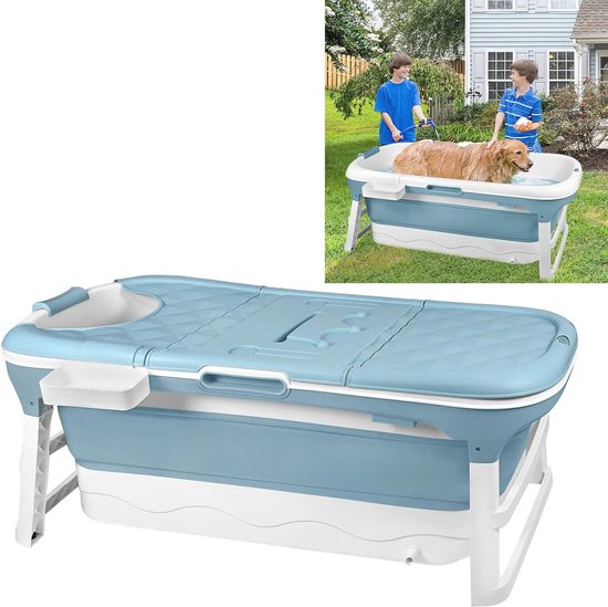 Jopassy XXL Folding Bathtub for Adults 149 x 60 x 50 cm, Folding Mobile Bathtub with Cover, Folding Bathtub for Adults, with Basket for Bathroom