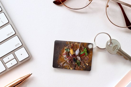 Porte-clés - Épices - Herbes - Cuillères - Sel - Marron - Cuisine - Distribution de cadeaux - Plastique