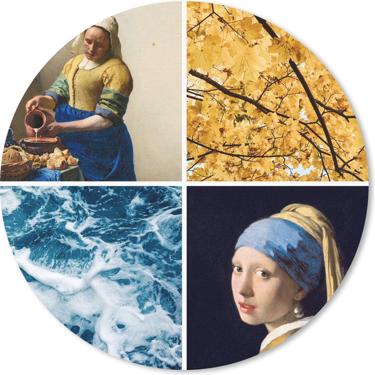 Muismat rond 30x30 cm - Mousepad Melkmeisje - Meisje met de parel - Collage - Ronde muismatten