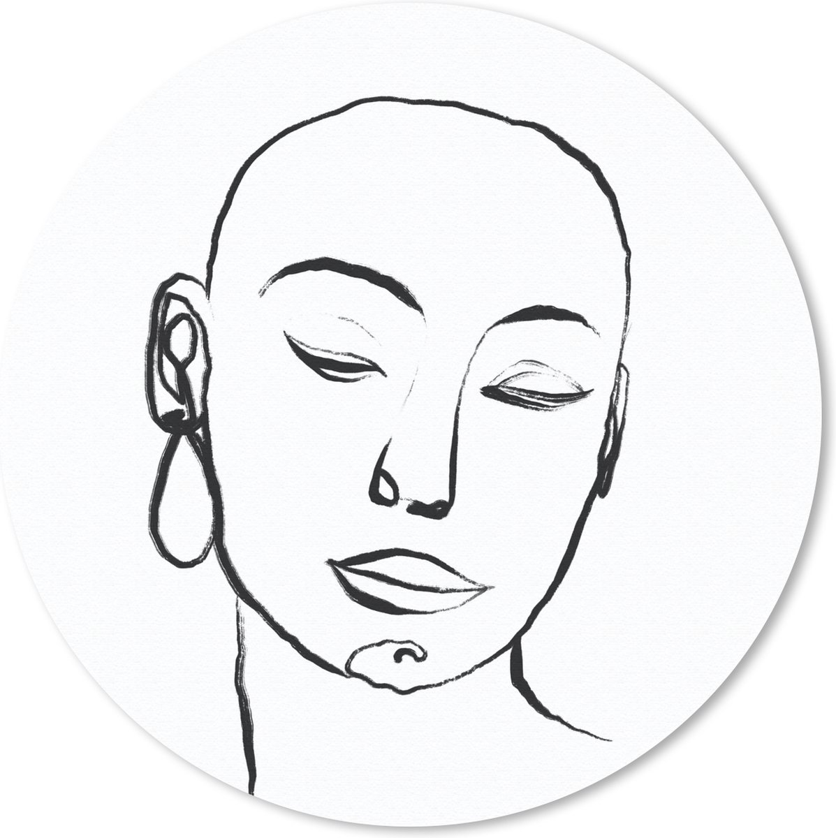 Muismat rond 40x40 cm - Mousepad Vrouw - Portret - Zwart - Wit - Ronde muismatten