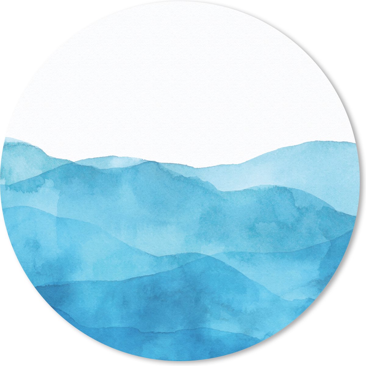 Muismat rond 40x40 cm - Mousepad Zee - Golven - Waterverf - Ronde muismatten