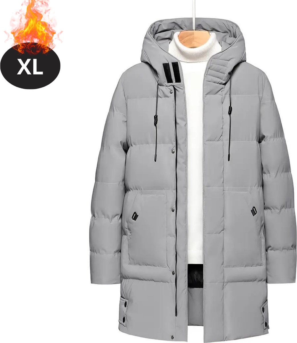 Livano Luxe Winterjas Parka Heren Winter Jas Volwassen Stijlvol Met Capuchon Grijs