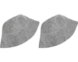 Grijze Verdikking Waterabsorptie Ademend Vilt Douche Caps - Sauna Hoeden 2 Stuks Bad Accessoires Voor Vrouwen En Mannen