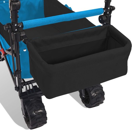 Opvouwbare Bolderkar met Dak - Offroad Transportkar voor Tuin en Recreatie - Met Rem en Staartzak - Massieve Wielen en Opberghoes - Blauw van Adventure Goods — afbeelding 4