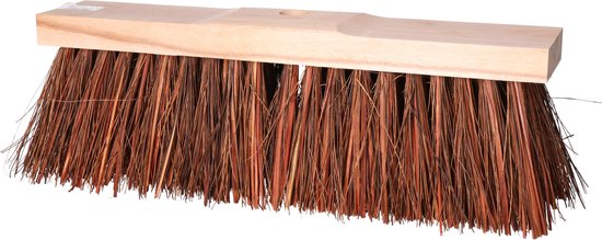 Harde straatbezem/buitenbezem kop Piassava 40 cm van hout - Schoonmaken - Bezems van Talen Tools — afbeelding 2