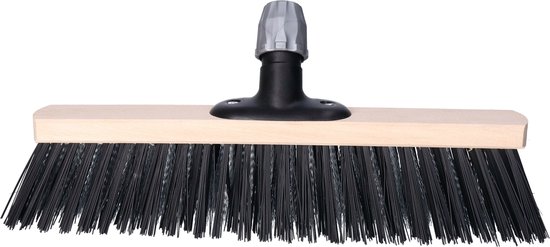 Professionele houten harde staaldraad straatbezem/buitenbezem zwart 40 cm - Bezemkop met universele steelhouder - Bezems van Pro — afbeelding 5