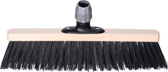 Professionele houten harde staaldraad straatbezem/buitenbezem zwart 40 cm - Bezemkop met universele steelhouder - Bezems van Pro — afbeelding 3