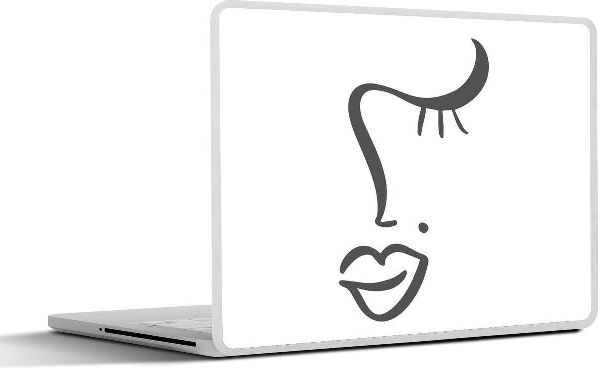 Laptop sticker - 10.1 inch - Vrouw - Gezicht - Minimalisme - 25x18cm - Laptopstickers - Laptop skin - Cover