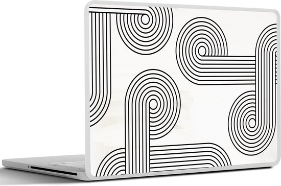 Sticker pour ordinateur portable - 12,3 pouces - Art - Rond - Zwart - Wit