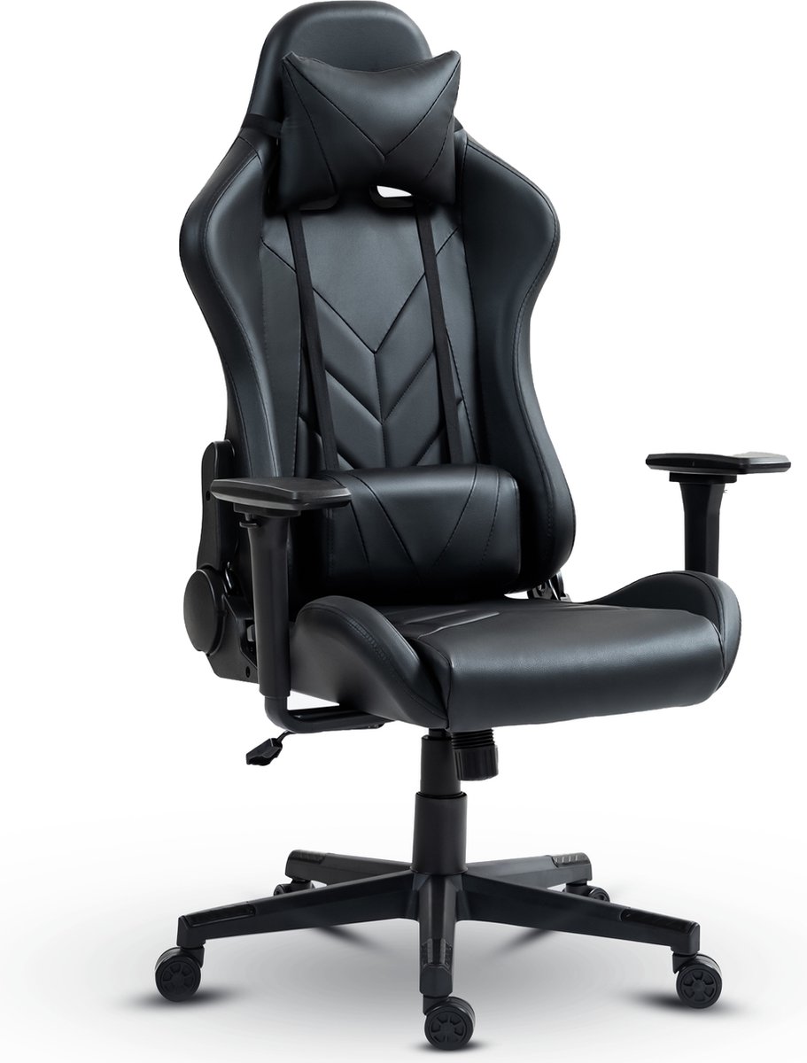 Gamestoel ''ELO'' - Game Stoel - Gaming Chair - Bureaustoel - Incl. kantelfunctie 4D-verstelbare armleuningen lendensteun & hoofdsteun - Zwart