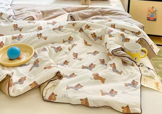 Teckel - couverture - couvre-lit - couvre-lit d'été - couette - plaid - imprimé teckel - chien - 150x200cm