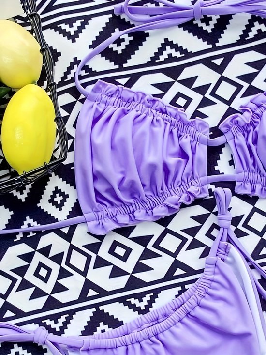 Bovista Bikini Femme - Bikini Filles - Maillot de Bain - Push Up - Maillots de Nager - Set Sexy - Haut & Pantalon - Violet - Taille XL