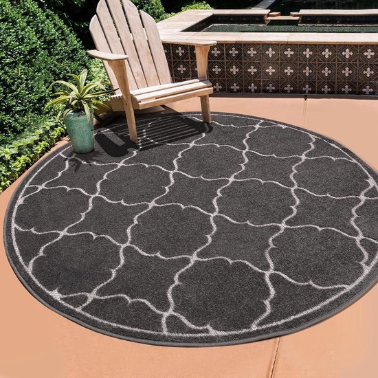 Buitentapijt Effen Weerbestendig Terras Balkon Tuin Keukentapijt Platgeweven Sisal-look, Kleur: Grijs, Maat: 160 cm Rotondo