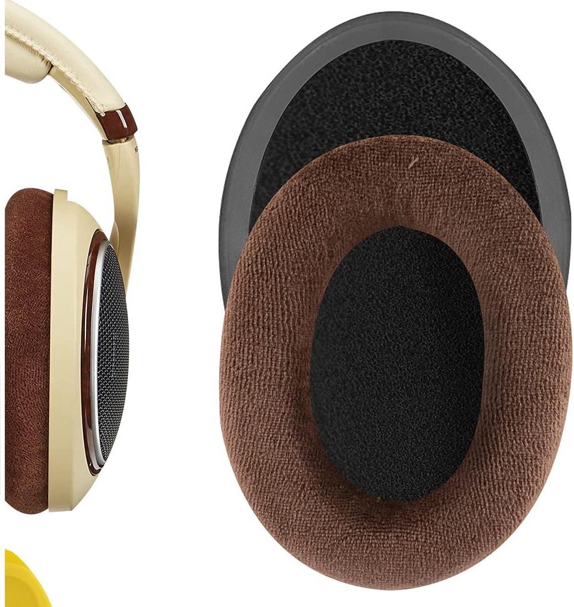 Vervangende velours oorkussens - bruin - voor Sennheiser HD598 hoofdtelefoon
