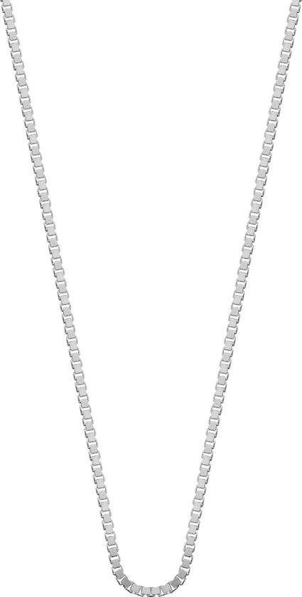Zilverkleurige ketting met venetiaanse schakel, 45 cm lang.
