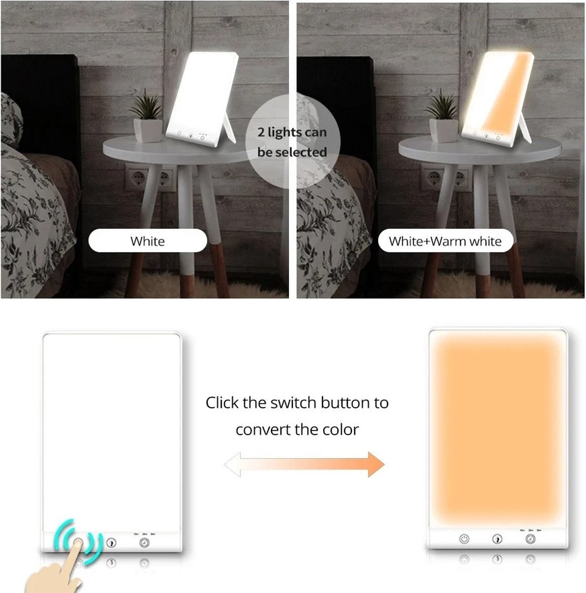 N.lux - Daglichtlamp met dimfunctie en timer - Lichttherapie - 2000 tot 12000 Lux - Winter depressie - Wit en warm wit licht - Daglichtlamp staand - Bureaulamp — cadeau in Cadeau-ideeën - foto 3