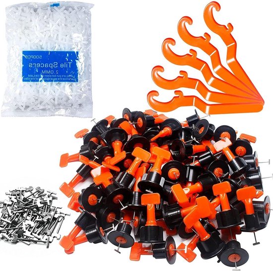 Tegelnivelleringssysteem 3 mm tegelnivelleringssysteem 3 mm tegelsets, 300 stuks tegelafstandsklemmen, 100 stuks herbruikbare wiggen voor vloer, wandtegelnivellergereedschap Tegelnivelleringssysteem 3 mm tegelnivelleringssysteem 3 mm tegelsets, 300 stuks tegelafstandsklemmen, 100 stuks herbruikbare wiggen voor vloer, wandtegelnivellergereedschap