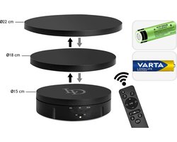 Elektrisch draaiplateau 3 in 1 Zwart met batterij - Luxury Display - Draadloos draaiplateau 15/18/22 cm - Draaischijf draadloos - Draaiplateau voor fotografie - Draaiplateau voor producten