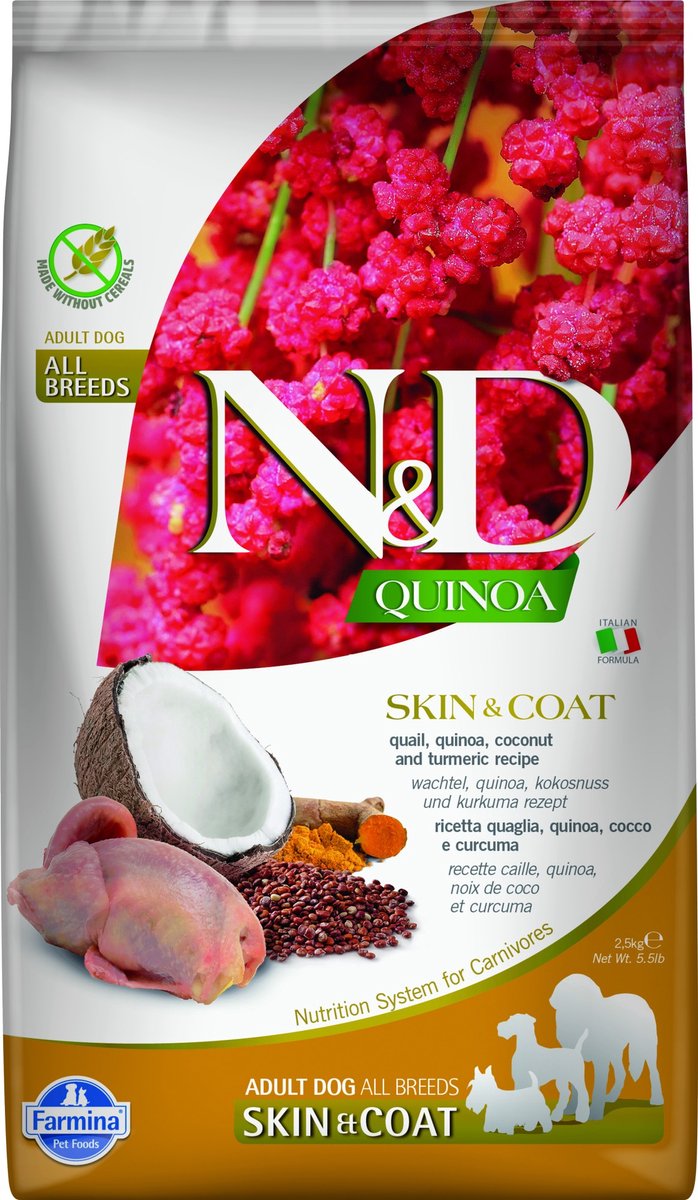 N&D N&D Quinoa hondenvoeding Skin & Coat medium/maxi Kwartel 2,5 kg