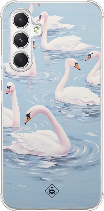 Coque Casimoda® - Convient pour Samsung Galaxy A15 - Flower Touch - Coque antichoc - Extra résistante - TPU/polycarbonate - Blauw, Transparent