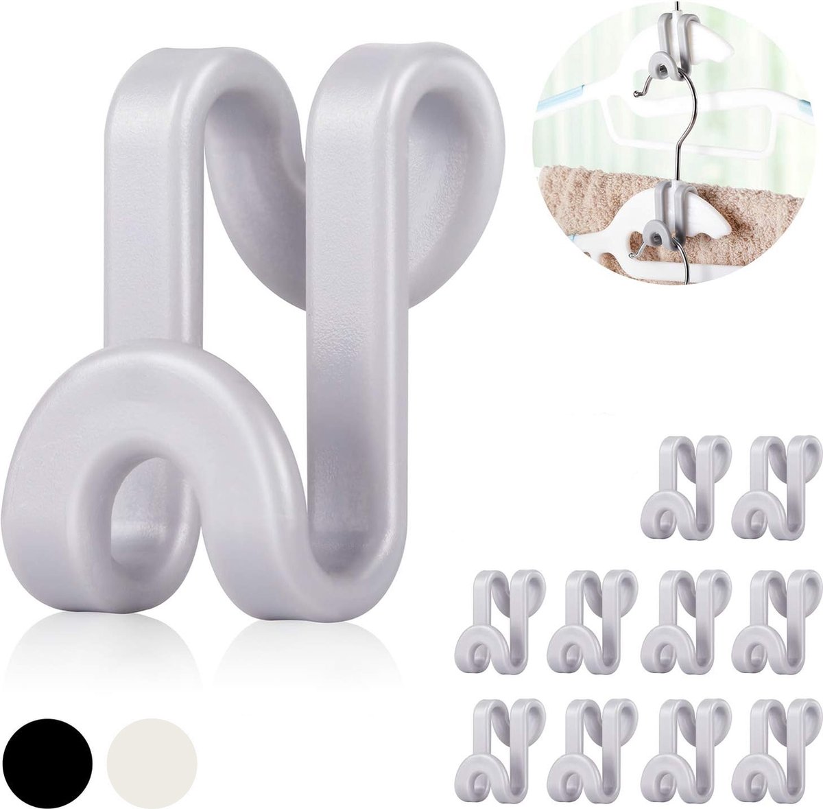 Consumerce® Kledinghanger Verlenghaken - 10 Stuks – Wit – Kledinghangers – Broekhanger – Kleding Hangers Kledingkast – Voor Hout Plastic RVS – Broeken – Kleerhangers – Antislip– Organizer – Kleding – Kast – Kledingrek – Kleerkast