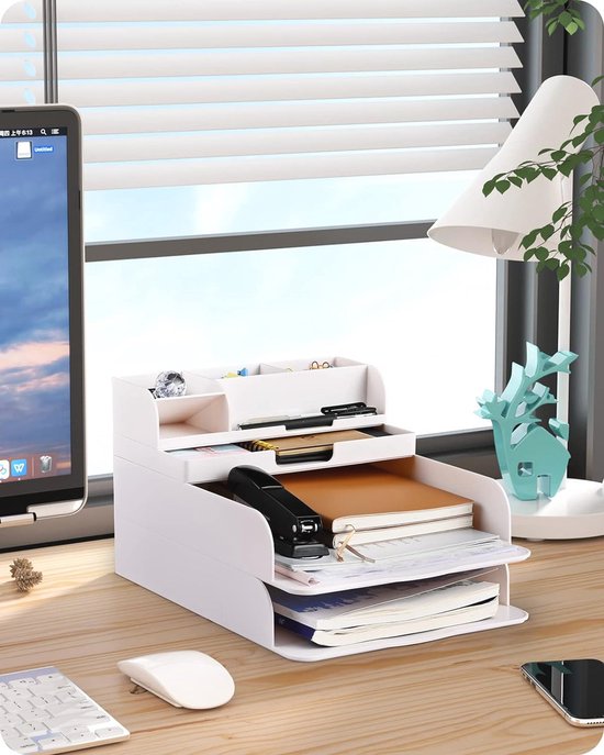 Blu Monaco Gouden Bureau Organizer met File Sorteerders en Lade