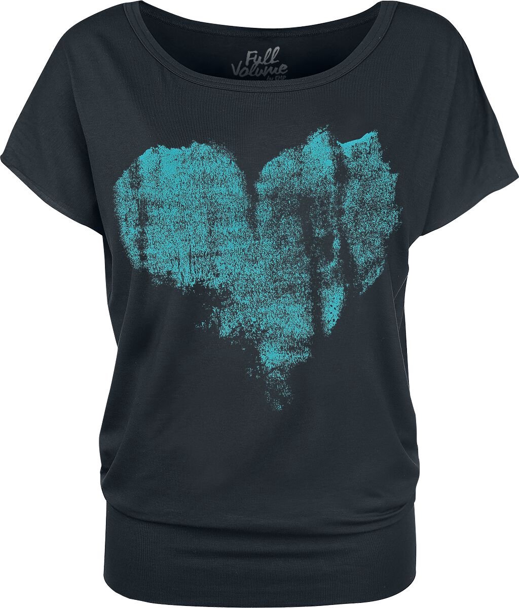Full Volume Zwart los T-shirt met hartjesprint - Dames - 4XL