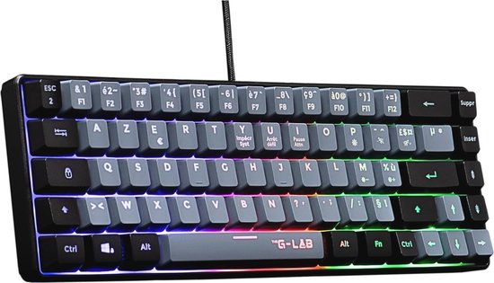 KLIM Light V2 Draadloos toetsenbord AZERTY plat, ergonomisch, discreet, waterdicht, stil verlicht gaming-toetsenbord voor PC Mac PS4 Xbox 1 geïntegreerde batterij lange levensduur