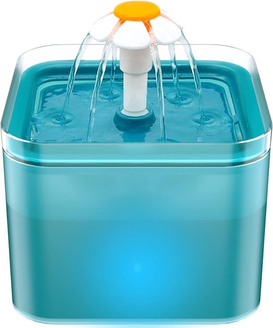 Apauk Kattenfontein, drinkfontein voor katten, drinkfontein van roestvrij staal, ultra-stille kattendrinkfontein, met LED-venster, S - 3,2L grote capaciteit (A - met 2 filters en 2 sponzen