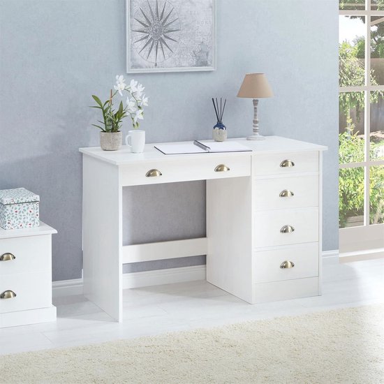 Bureau Prado 130cm - wit/chroom - Modern, Design Temahome