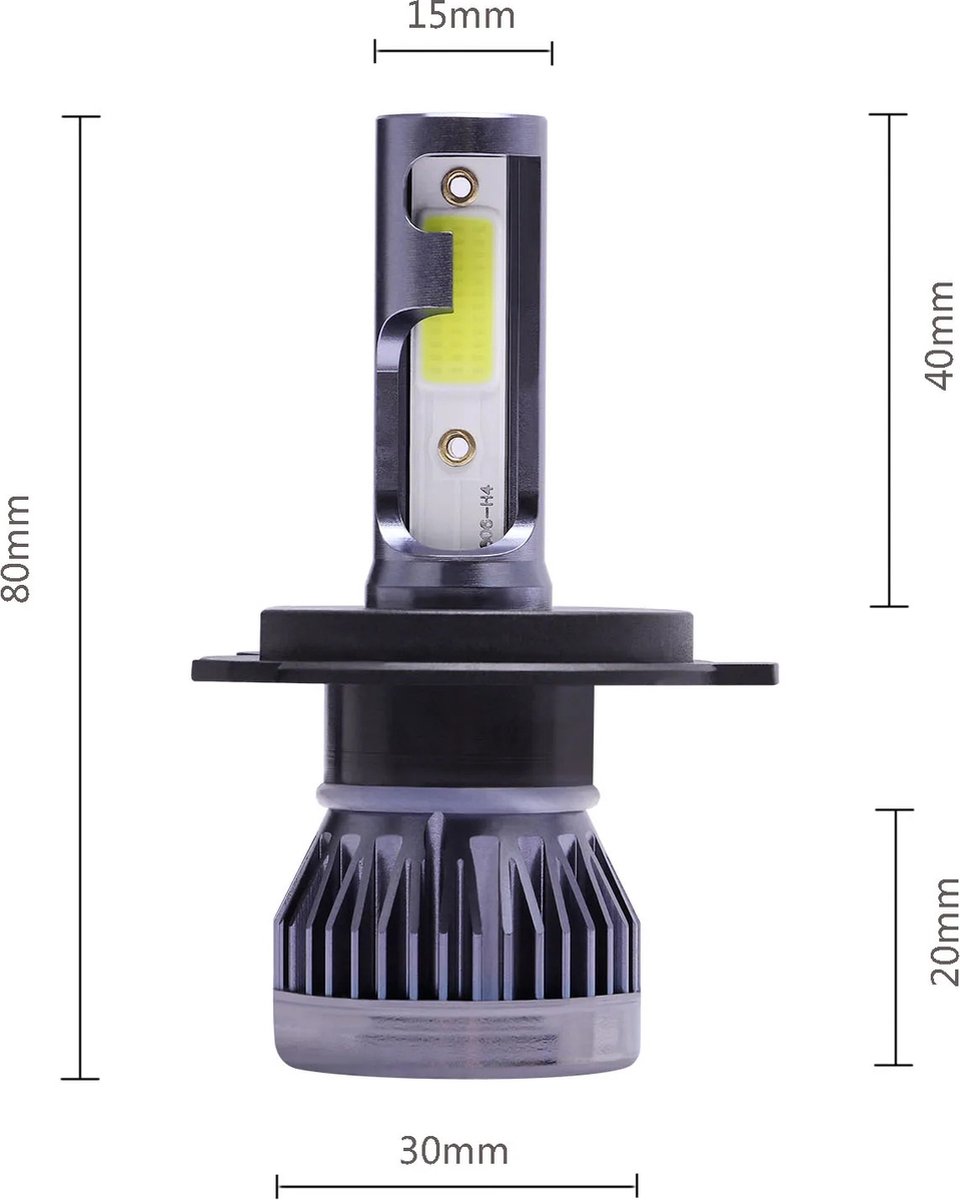 H4 Led lampen (set 2 stuks) 6000k Helder Wit 14000LM IP68 90 Watt Geschikt voor, Motor / Auto / Scooter / Dimlicht / Grootlicht / Koplampen – foto 3