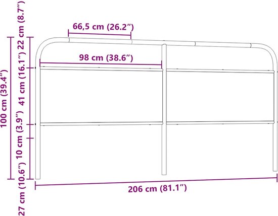 vidaXL - Tête de lit - 200 - cm - acier - et - bois - traité - couleur chêne sonoma