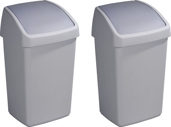 Sunware - Delta prullenbak met swingdeksel 25L grijs - Set van 2