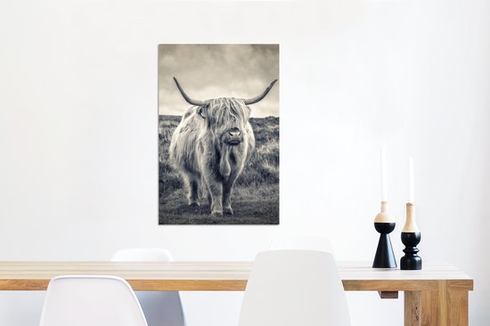Tableau aluminium 60x90 cm - Décoration murale métal - Highlander écossais - Animaux - Nuages ​​- Vache - Nature - Décoration murale métal salon - Décoration industrielle - Photo sur dibond - Accessoires industriels chambre