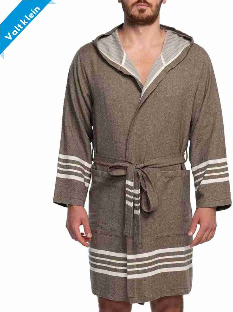 Lalay - Hamam Badjas Sun - khaki - L - dames badjas - sauna badjas - korte badjas - badjas met capuchon - dunne badjas