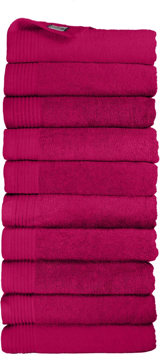 The One Towelling Classic Handdoeken - 50 x 100 cm - 10 Stuks - Voordeelverpakking - Hotelkwaliteit - 100% Gekamd katoen - Magenta