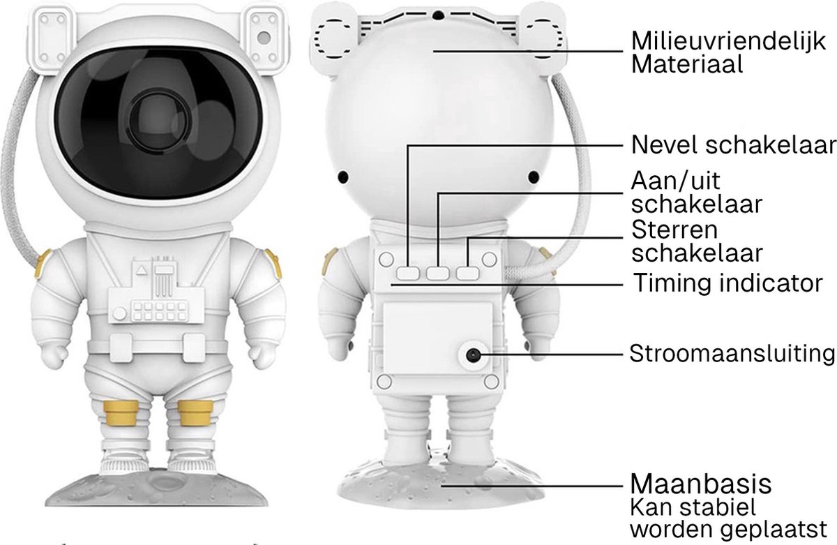 BALORS® Led Sterren Projector Astronaut - Sterren projector - Star Galaxy Projector - Sterrenhemel - Nachtlampje met afstandsbediening - USB - Wit - 15+ RGB kleuren - Sterrenprojector - Sterren projector Kind en Baby - Sterrenprojector kinderkamer – foto 7