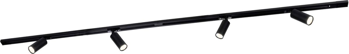 Ledvion - LED Railverlichting 2M + 4 Railspots (5W - 2700K - Zwart - Dimbaar) - 1-Fase