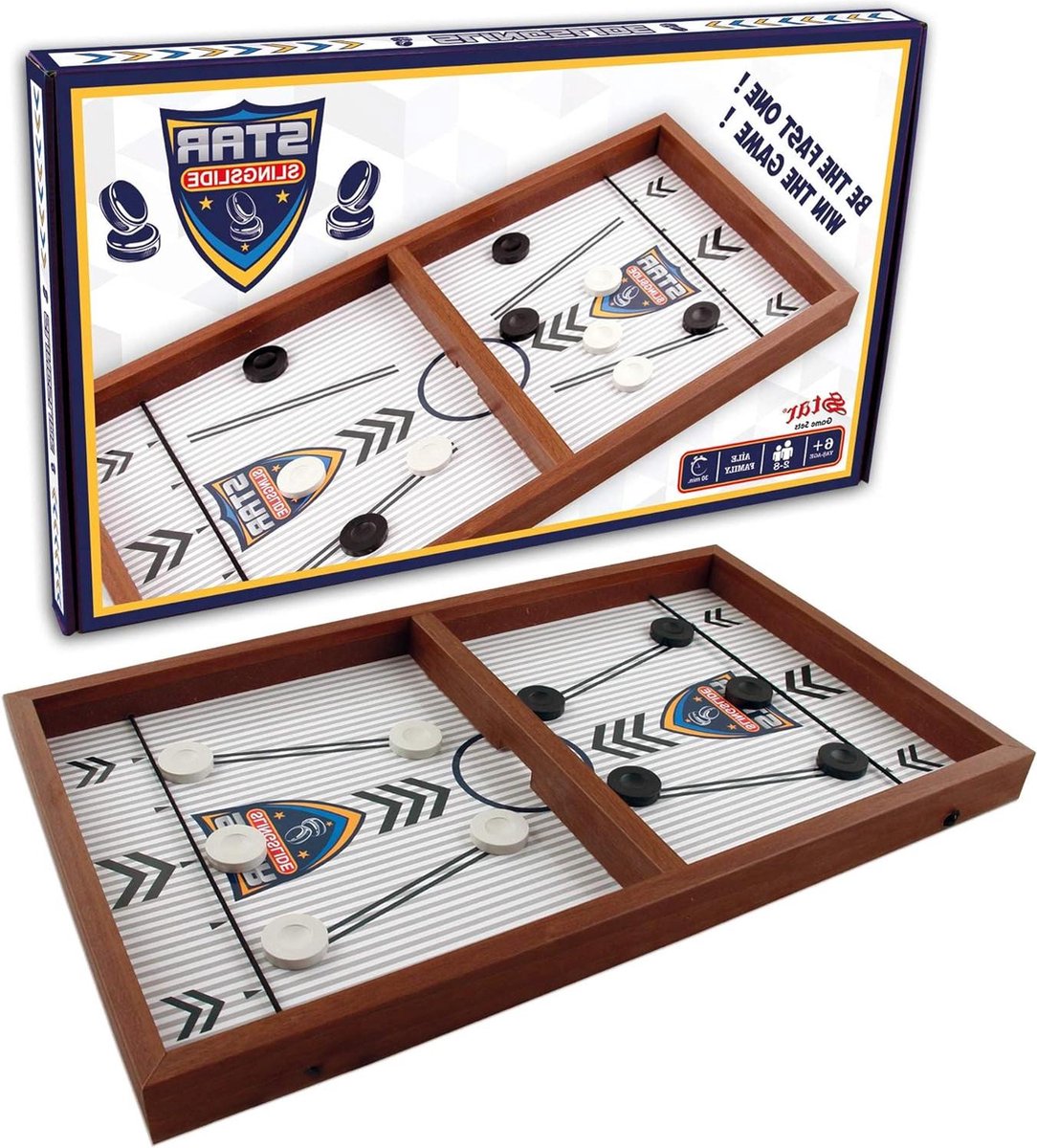 Sjoelbak XL houten Fast Sling Puck tafelhockey interactief familiespel kindercadeau bordspel binnen slingpuck spel