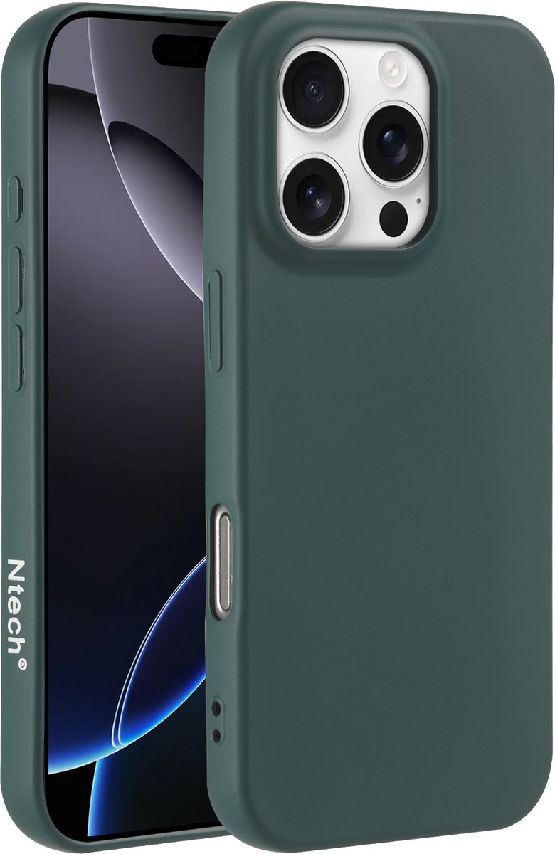 Hoesje Geschikt voor iPhone 16 Pro – Zacht siliconen liquid backcover – Pine Groen