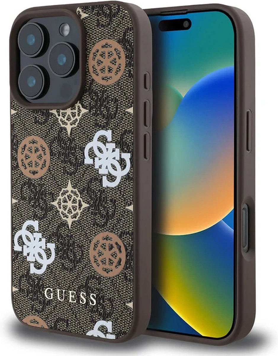 Guess Peony geschikt voor iPhone 16 Pro hoesje - geschikt voor Magsafe - Bruin