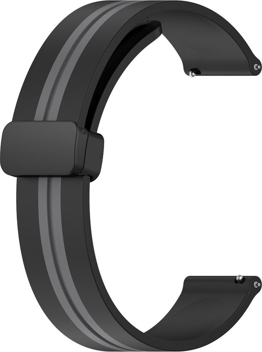 Siliconen bandje - geschikt voor Samsung Galaxy Watch 7 / Watch FE / Watch 6 / Watch 6 Classic / Watch 5 / Watch 5 Pro / Watch 4 / Watch 4 Classic / Watch 3 41 mm / Watch 42 mm / Active / Active 2 - zwart-grijs