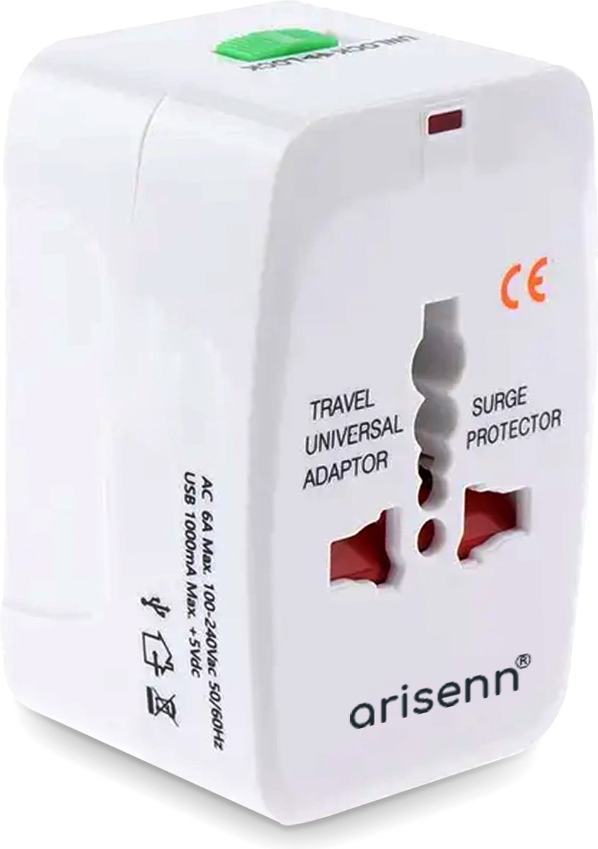 Arisenn® Wereldreiziger: Alles-in-één Reisstekker voor 150+ Landen | USB & AC | Compact & Lichtgewicht | Perfect voor Reis & Thuis | — cadeau in Gadgets - foto 2