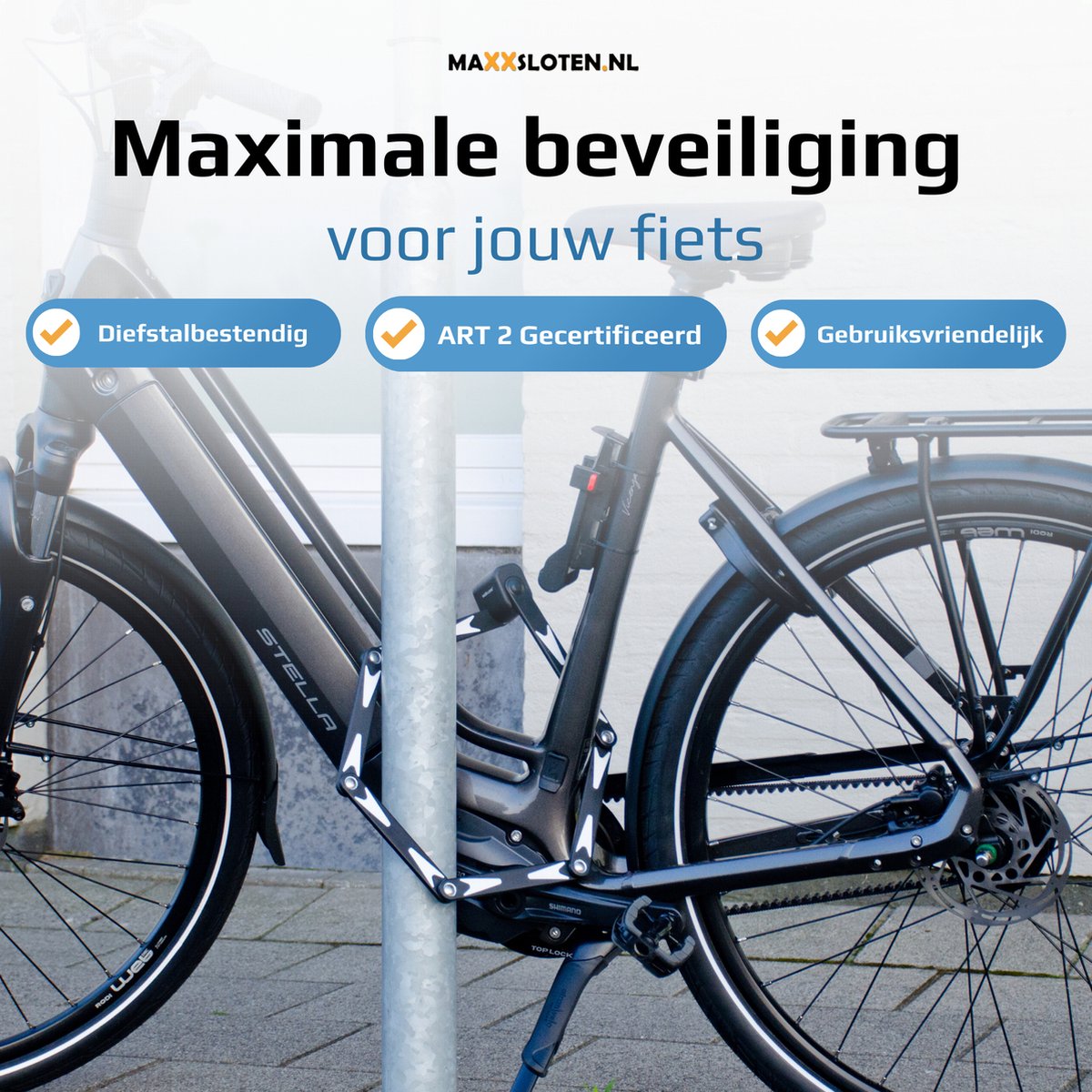 Prophete XXL vouwslot 120 cm – gehard staal met lasergesneden technologie – incl. houder voor fiets, e-bike & e-scooter – veilige diefstalbeveiliging